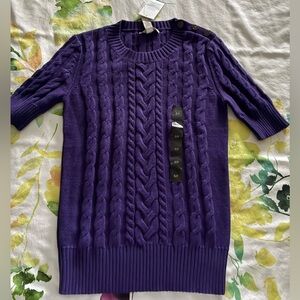 Banana Republic Rich Purple Cable Knit Sweater